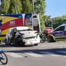 Un camión se quedó sin frenos en Guaymallén y arrolló a un auto y una moto en su camino