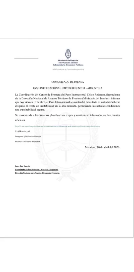 paso a Chile 10 de abril